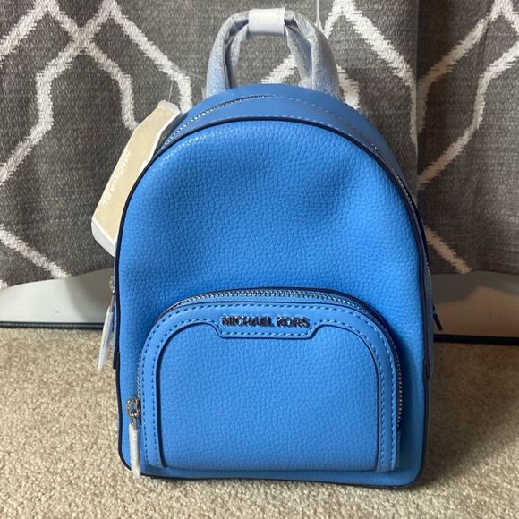BNWT - MICHAEL KORS JAYCEE MINI PEBBLED LEATHER BLUE MINI BACKPACK - Picture 2 of 9